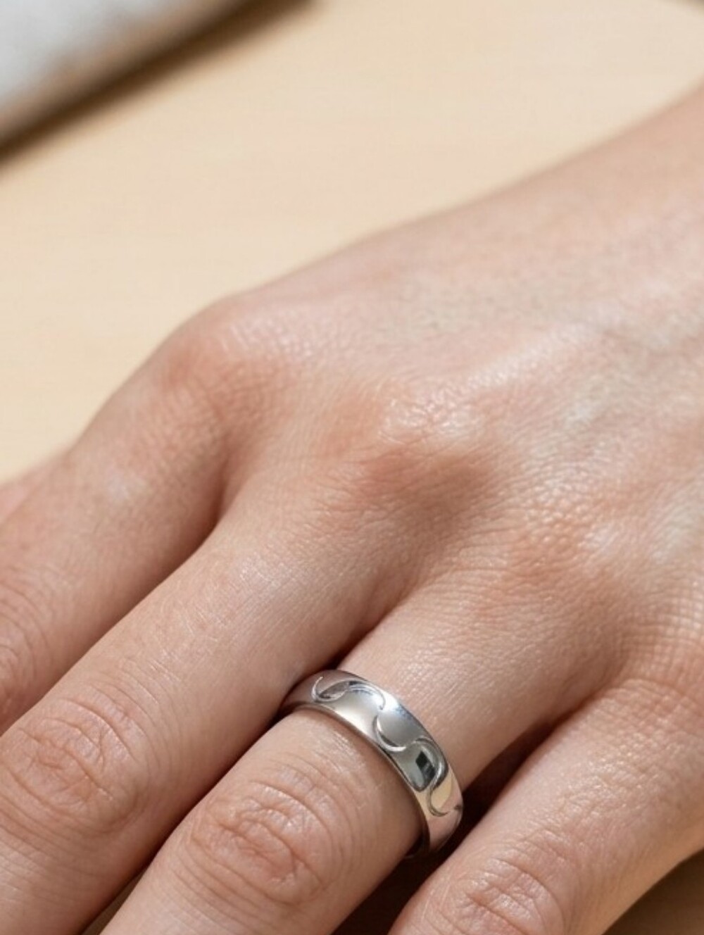 Stainless  Steel Classic Polished Silver Band Ring - Women Jewelry